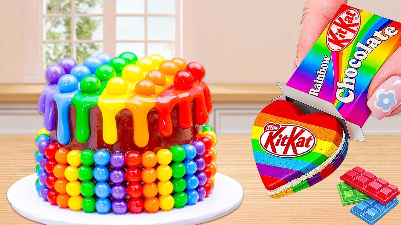 Amazing Mini Rainbow Chocolate KitKat Cake Decorating 🌈 How To Make ...