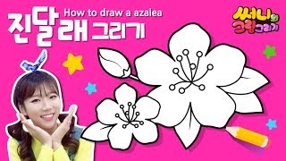 쉬운 꽃 그리기_진달래_How to draw the azalea for kids [유아그림그리기｜버드맘&Birdmom]