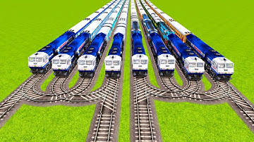 EIGHT SAME WDP 4 LOCOMOTIVE TRAINS VS DOUBLE U TURNS TRACKS AND SIMPLE RAILROAD|Train simulator|