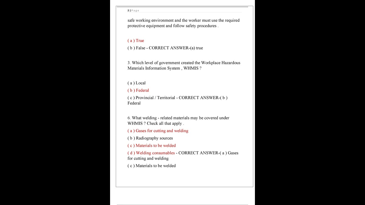 CWB WELDING INSPECTOR LEVEL 1 EXAM Most recent 200 MCQ's