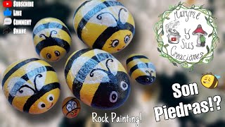 DIY Painting Rocks Like Bees! 🐝 Rock Painting | Maryme and Her Creations