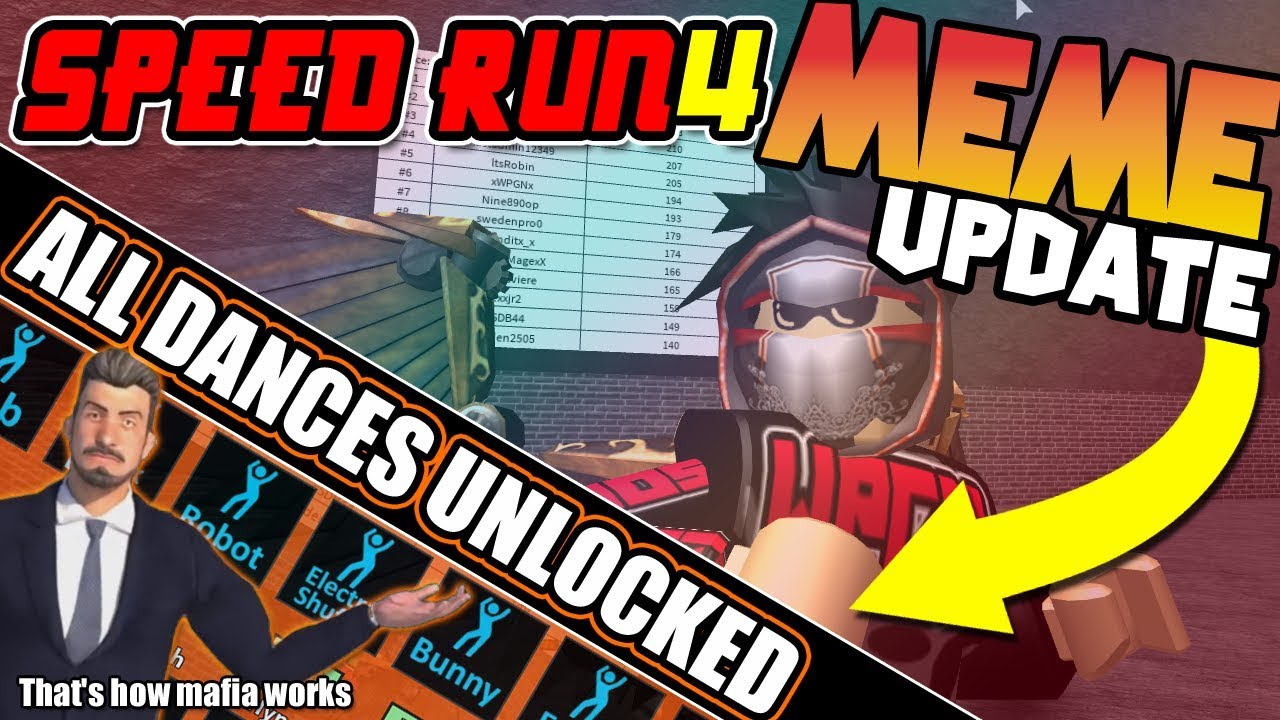 Fortnie Dances In Speed Run 4 Memes Update All Dances Youtube - bailes de fortnite en roblox speed run 4 roblox youtube