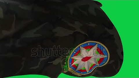 Azerbaijan gerb camouflage cloth flag ribbon transitions loop green screen 4k