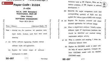 BCA 5TH SEM SOFTWARE ENGINEERING 2020 | MJPRU