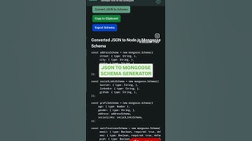JSON to Mongoose MongoDb schema generator #backend #backendtips #mernstack #schema #expressjs