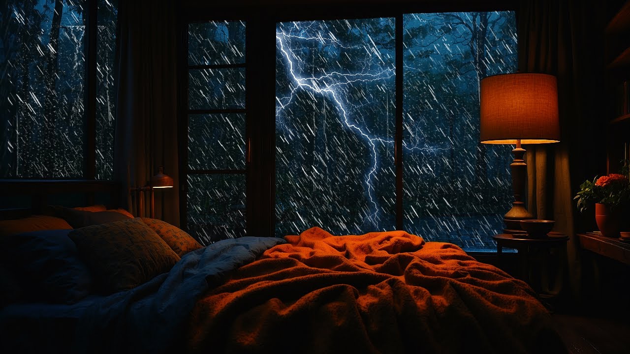 Soothing Rain & Thunder Sounds 🌩🌧 | Cozy Night Ambience for Sleep ...