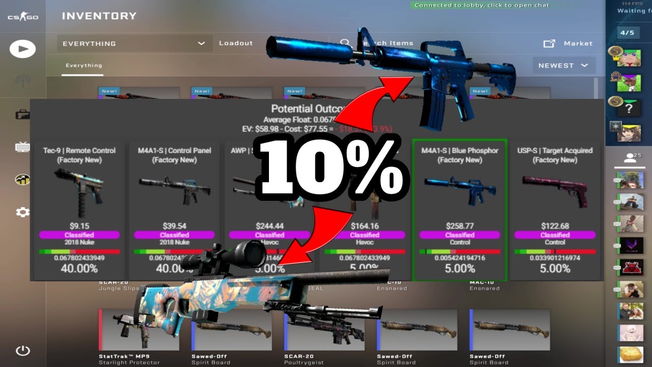 10% M4A1-S Blue Phosphor + AWP | Silk Tiger Trade Up Attempt - YouTube