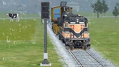Train Sim - American Midwest Using EMD SD7 at Rainy Day - Simulasi Kereta Api