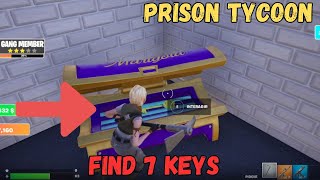 HOW TO FIND ALL 7 KEYS LOCATIONS PRISON TYCOON MAP FORTNITE CREATIVE -  TUTORIAL PRISON TYCOON