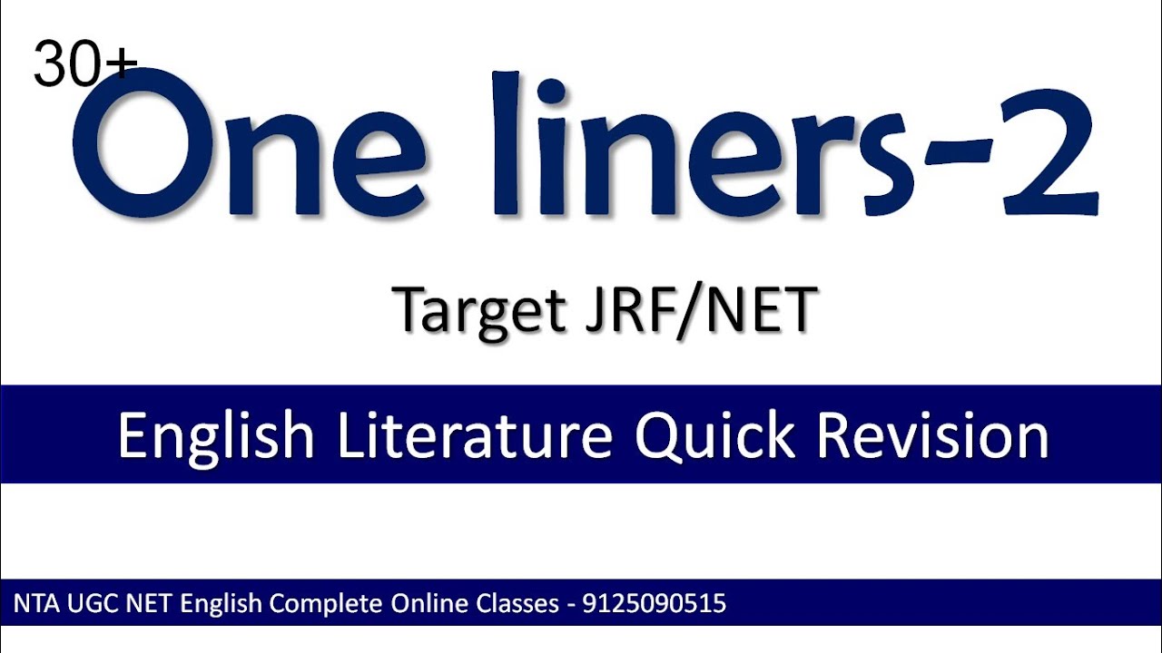 English Literature Through One Liners Quick Revision 02 By AKSRajveer