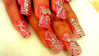 nails nail rhinestone acrylic designs simple