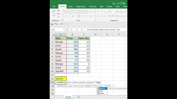 #youtubeshorts Sum IFs Function in #excel . #vikaseduclass