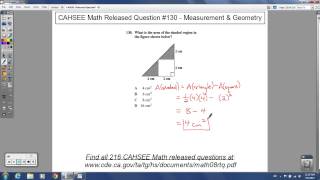CAHSEE Math - Released Question #130 (Area)
