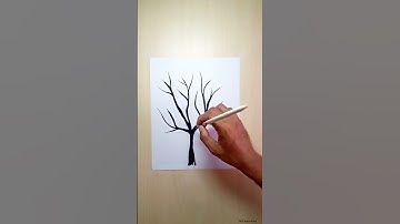 Very Easy Tree Painting ideas with Brush🖌️ #shorts