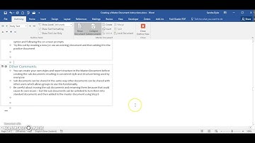 Master and sub documents Word 2016