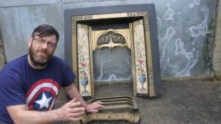 Antique Victorian / Edwardian Solid Bronze Fire Set With Tiles Car Boot Sale Find