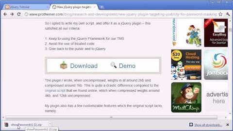 jQuery Tutorial   116   Show password plugin