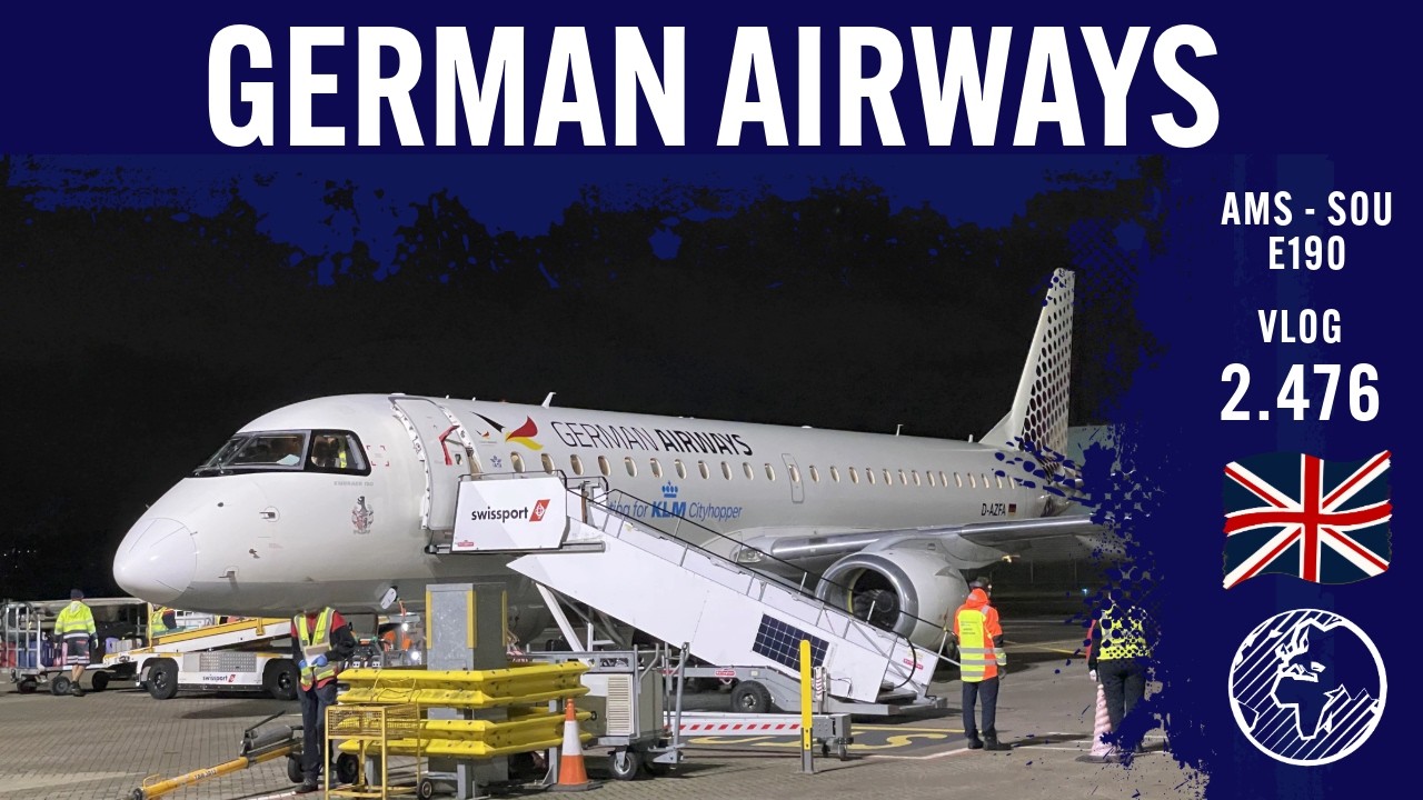 German Airways E190 from AMS to SOU | TripReport | Vlog 2.476
