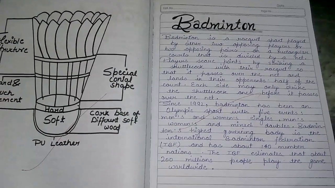 physical education project on badminton sport