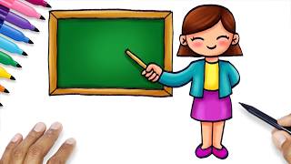 how draw teacher teacher drawing easy girl