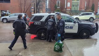 Police Arrest a Person on St. Paul Street by Corporate Plaza in Burlington VT on 2024/12/11