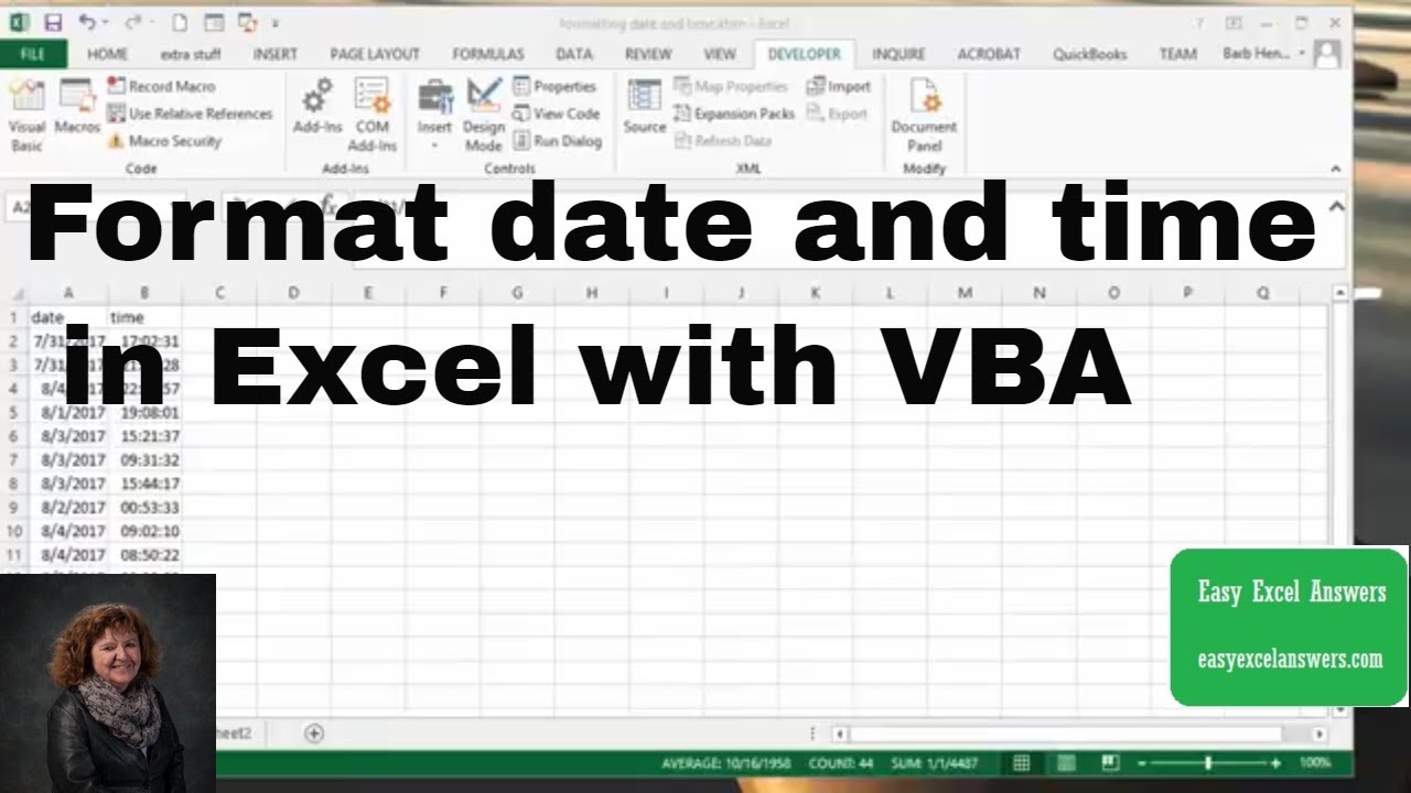 Update Format date and time in Excel with VBA