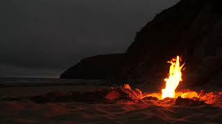 Campfire With Waves on The Beach For a Comfortable Sleep 🔥💤🌊