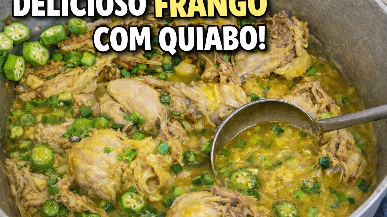 TRADICIONAL FRANGO COM QUIABO/ FEITO NO FOGÃO A LENHA 