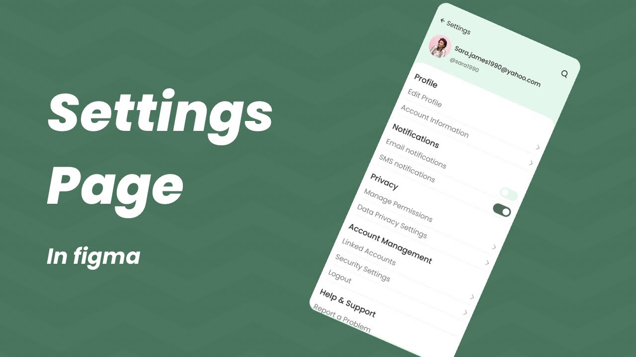 Settings For Figma Designing a settings page in figma - YouTube