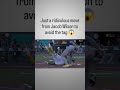Just a ridiculous move from Jacob Wilson to avoid the tag 😱 #baseball #baseballhighlights