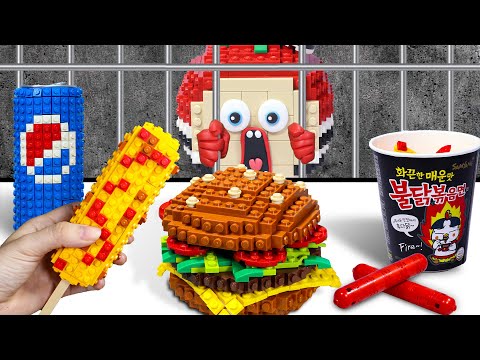 Mukbang LEGO Fast Food :  Prison Food! Eating Inmates Last Meals? - Stop Motion & ASMR Video