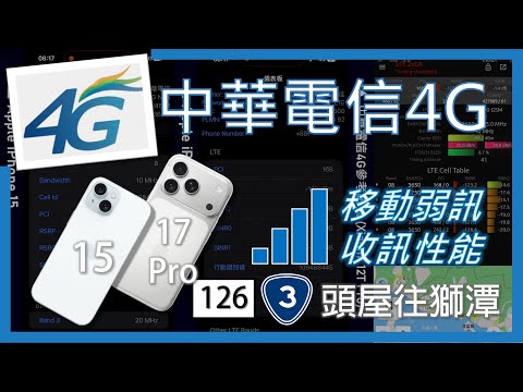 中華電信4G【iPhone 15 & iPhone 17 Pro】頭屋往獅潭 山區弱訊路段 收訊性能對比 | 17 Pro SINR顯示異常低BUG (2025年10月)