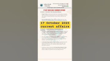 17 October 2025 Daily current affairs #upsc #ssc #uppsc #bpsc #rrb