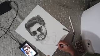 Vijay's first look in master pencil drawing | A colour pencil Art | Hashif's Art