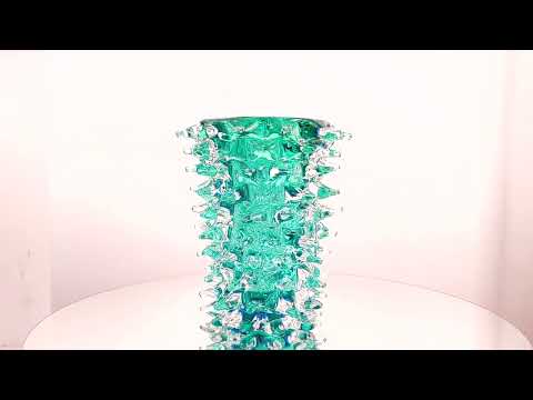 EMERALDINE Green Pointed Surface Vase Murano Glass video