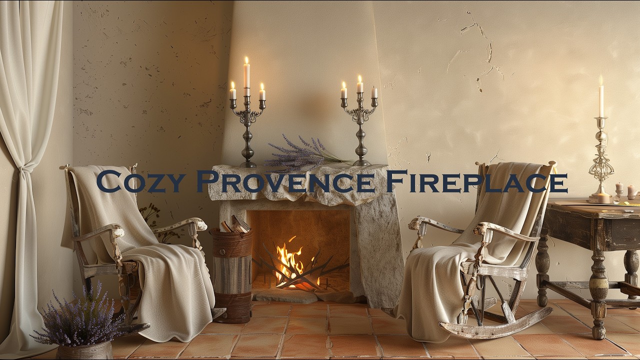 Natural Provence Fireplace — Soft Violin & Felt Piano Relax