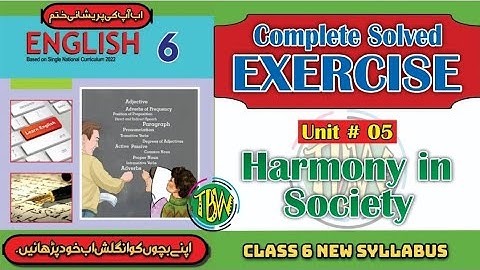 Harmony in Society | Exercise Lesson No. 5| English Class 6 | @thebiolishworld