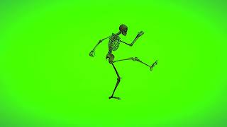 Скелет На Зеленом Фоне. Хромакей.
