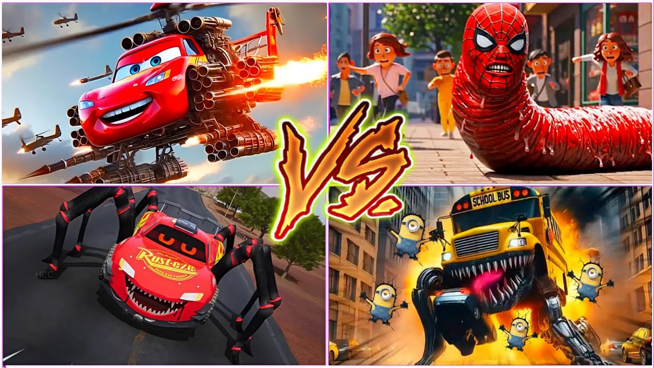 Вертолёт Маккуин🆚Человек-паук-червь🆚Максим Куин-паук🆚Монстр школьного автобуса 🎶 Плитки хоп EDM R...