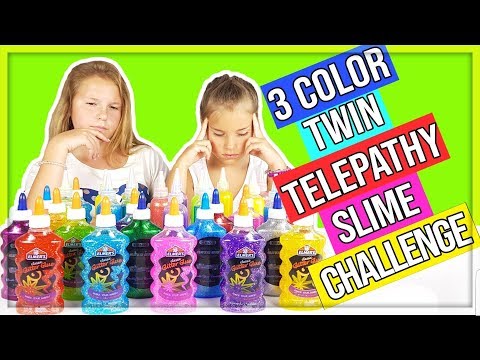 3 COLORS OF GLITTER GLUE TWIN TELEPATHY SLIME CHALLENGE! français