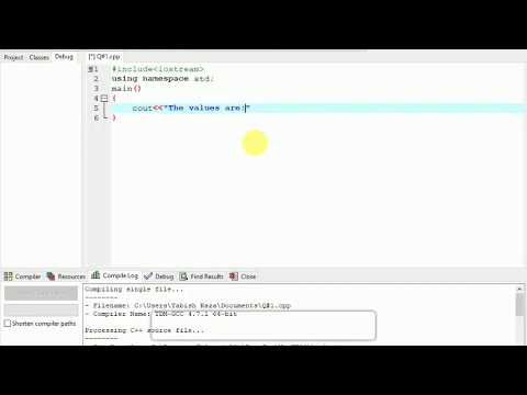 Print 4 lines consisting of char, int and float values using cout C++ program Done:Tabish Raza Tahir
