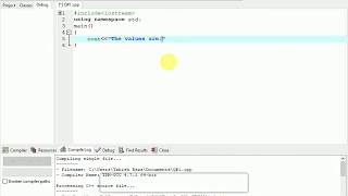Print 4 lines consisting of char, int and float values using cout C++ program Done:Tabish Raza Tahir