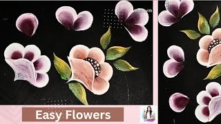 Easy and Quick flowers forbeginners... | Simple flower in One Stroke Painting...PART  1