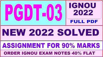 pgdt 3 solved assignment 2022 / pgdt 03 solved assignment in Hindi  / ignou pgdt 3