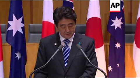 Shinzo Abe and Tony Abbott give news briefing