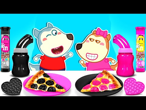 Black Food vs Pink Food! Lycan Learns Healthy Habits for Kids 🌟 Lycan Arabic Funny Stories For Kids