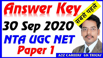 Answer Key of NTA UGC NET 30 September Morning Shift Reasoning and Computer Paper Complete Analysis