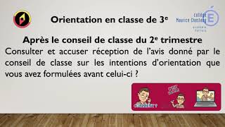 ORIENTATION 3e - Consulter de l'avis donné par le conseil de classe du 2e trimestre