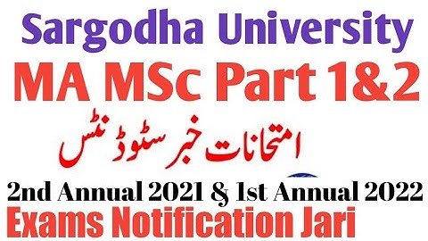 Sargodha University MA MSc Part 1 & 2 1st Annual 2022 & 2nd Annual 2021 Exams Date Sheet UOS