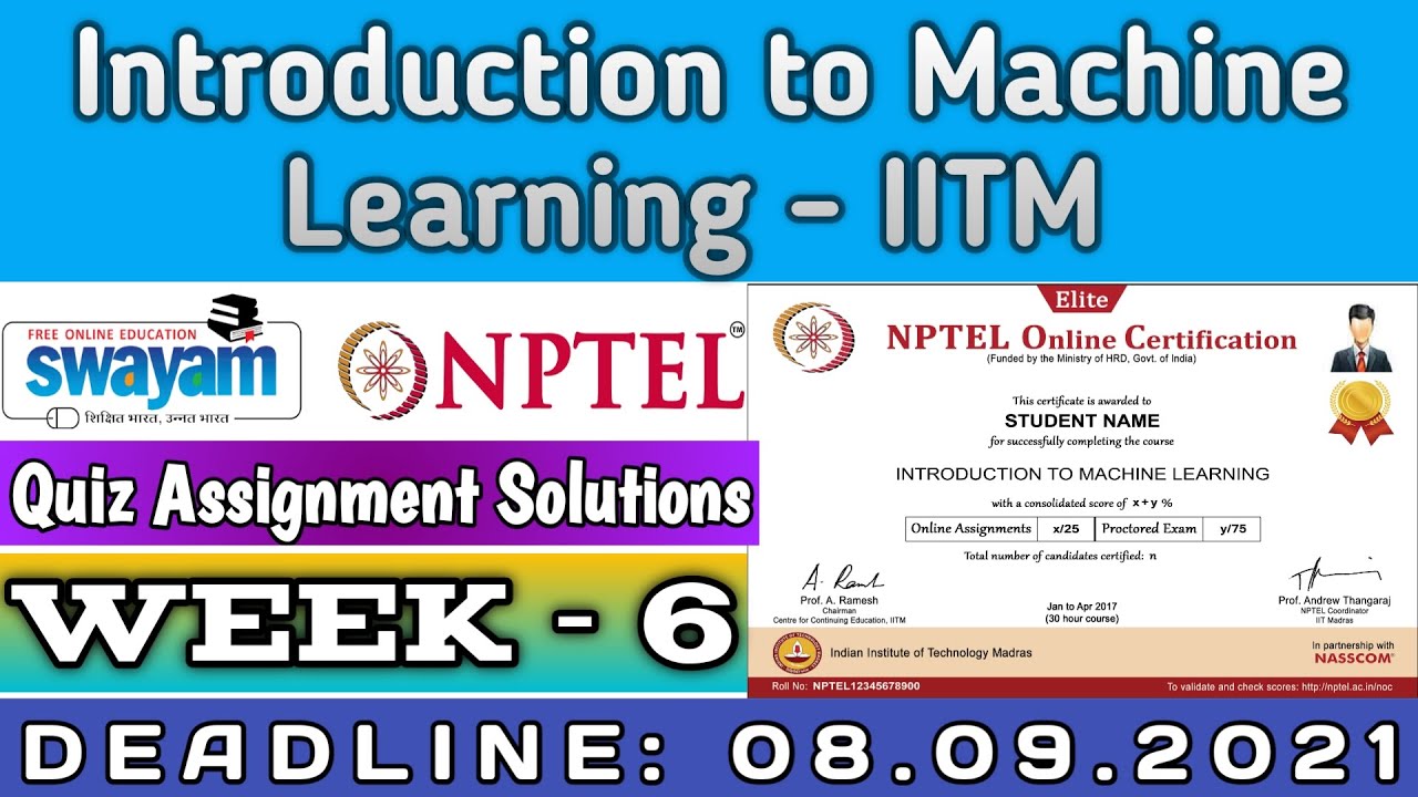 nptel introduction to machine learning assignment answers week 6 2023